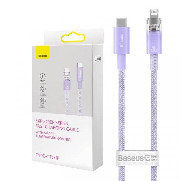 Baseus USB-C a Lightning Explorer sorozathoz 2 méteres gyorstöltő kábel, 20
W (lila)
