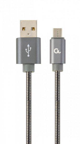 Gembird CC-USB2S-AMmBM-2M-BG microUSB Premium spiral metal charging and data
cable 2m Metallic Grey