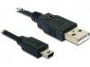 DeLock USB2.0-A > USB mini-B 5 pin male/male cable 1m Bla