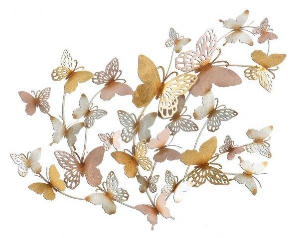 Pillangós fali dekoráció, arany, rosegold - PAPILLONS - Butopêa