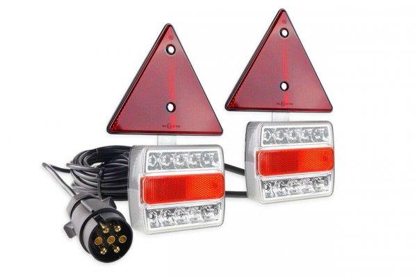 LED féklámpa készlet mágnessel, 7,5m-es kábellel 12V, háromszög
reflektorokkal, 2db Amio