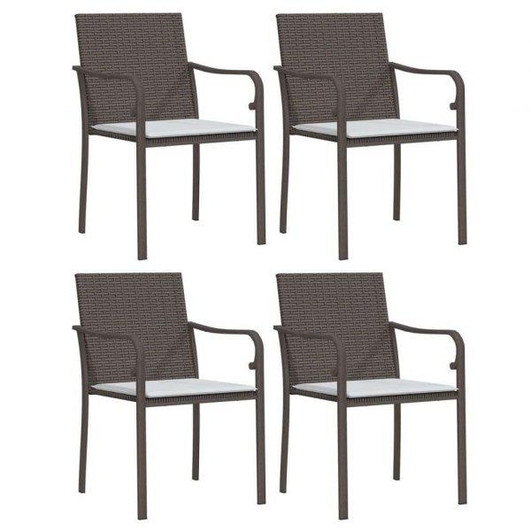 4 db barna polyrattan kerti szék párnával 56x59x84 cm
