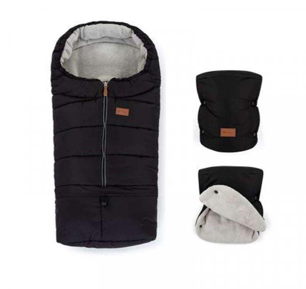 P&M Téli szett Jibot 3in1 bundazsák + kézmelegítő kesztyű Jasie Black
