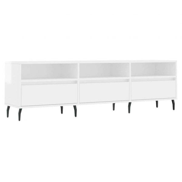 Magasfényű fehér szerelt fa tv-szekrény 150 x 30 x 44,5 cm