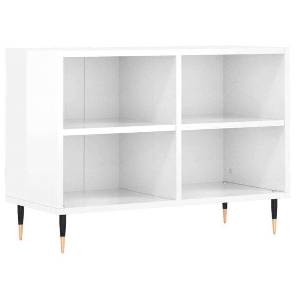 Fehér magasfényű szerelt fa tv-szekrény 69,5x30x50 cm