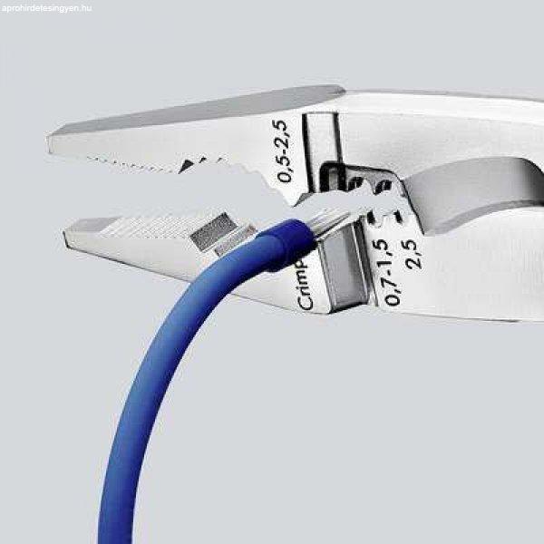 Knipex 13 82 200 Többfunkciós villanyszerelő fogó, kombinált fogó,
érvéghüvely krimpelő fogó max. 50 mm2-ig