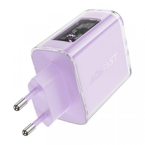 Acefast A45 hálózati töltő, 2x USB-C, 1xUSB-A, 65 W PD (lila)