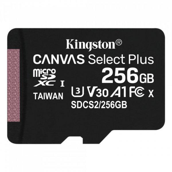 Kingston SDCS2/256GB 256GB microSD kártya, microSDXC, UHS-I Speed Class, U3,
V30, adapterrel