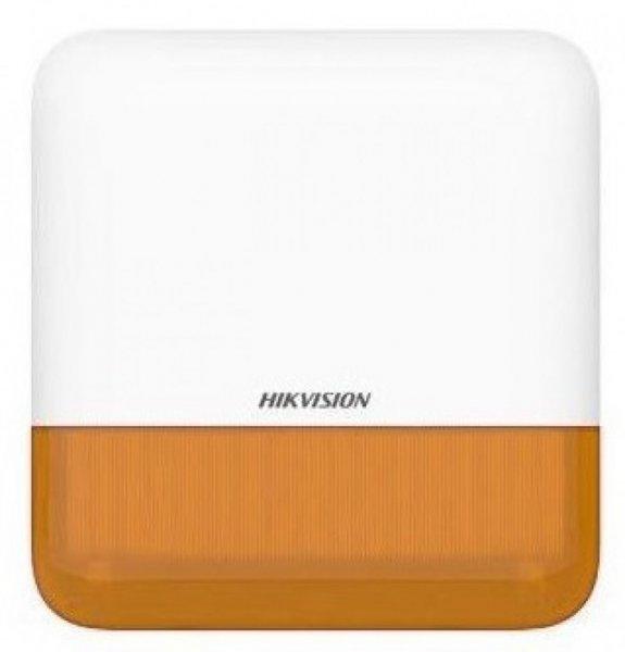 Hikvision DS-PS1-E-WE/Orange Vezeték nélküli kültéri sziréna AXPro
központokhoz, 110 dB, IP65, 868 MHz, 12 VDC/4x CR123A, narancs