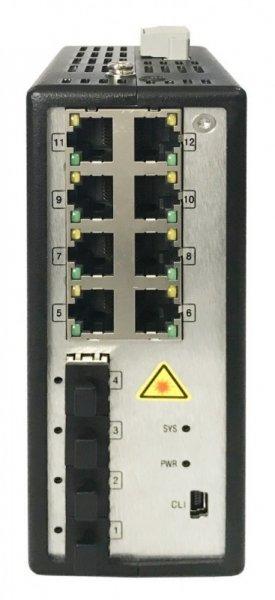 Hikvision DS-3T3512P 12 portos ipari Gbit PoE switch (240 W), 8 PoE+/ 4 SFP
uplink, menedzselhető(hálózat/soros port)