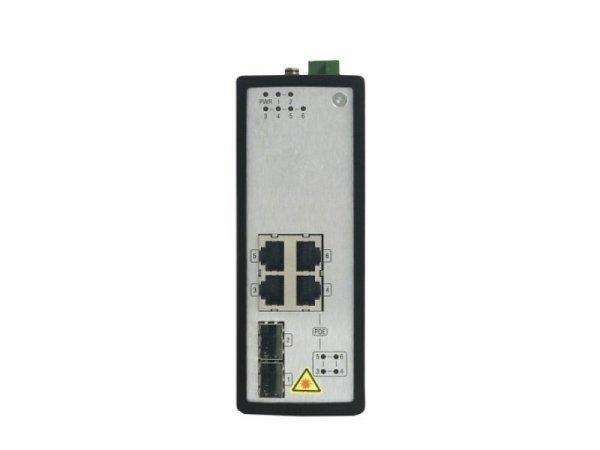 Hikvision DS-3T0506P 6 portos ipari Gbit PoE switch (120 W), 4 PoE+/ 2 SFP
uplink, menedzselhető
