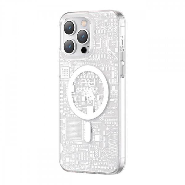 Kingxbar PQY Geek sorozat mágneses tok iPhone 14 Pro Max MagSafe ezüst