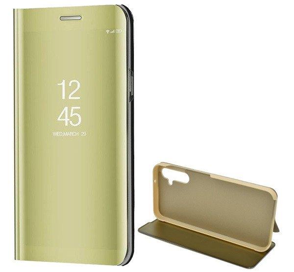 Tok álló (aktív FLIP, oldalra nyíló, asztali tartó funkció, tükrös
felület, Mirror View Case) ARANY Samsung Galaxy A14 5G (SM-A146), Samsung
Galaxy A14 4G (SM-A145)