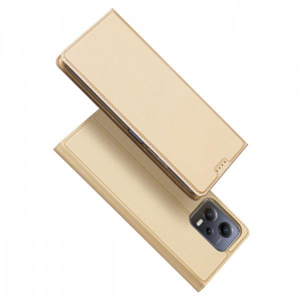 Dux Ducis Skin Pro Case For Xiaomi Redmi Note 12 5G / Poco X5 5G flipes tok
pénztárcával és állvánnyal arany