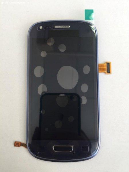 Samsung I8190 Galaxy S3 Mini kék LCD + érintőpanel kerettel