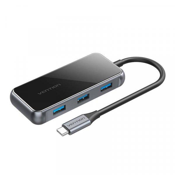 5in1 adapter HUB Vention TFBHB USB-C to HDMI 4K@60Hz, 3x USB 3.0, PD (Gray)