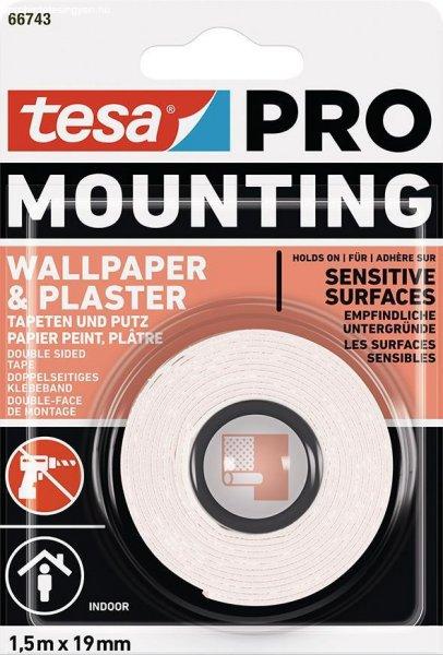 Tesa® Mounting PRO ragasztószalag, tapétákhoz és vakolathoz, 19 mm/ 1,5 m