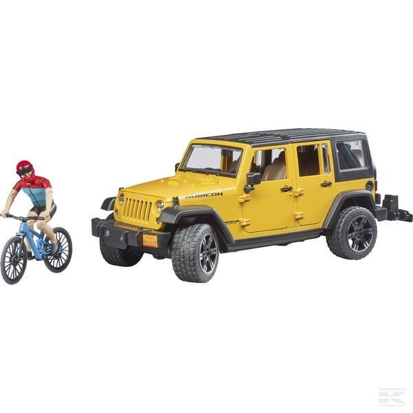 Bruder U02543 Jeep Wrangler Rubicon Unlimited, 1 mountain bike-kal és
kerékpárossal