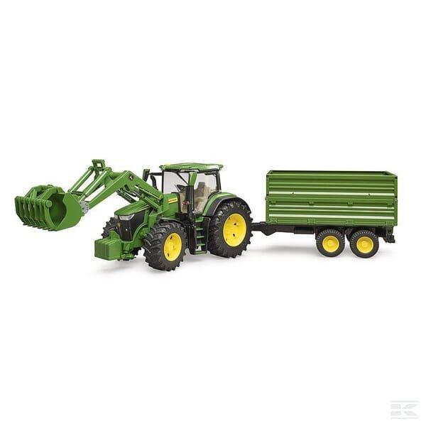 Bruder U03155 John Deere 7R 350 homlokrakodóval és pótkocsival