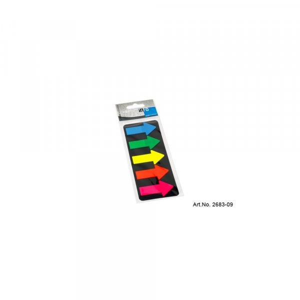 Jelölőcímke 25x45mm, 5x25lap, műanyag nyíl Info Notes kék zöld sárga
narancssárga rózsaszín