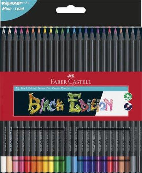 Színes ceruza készlet, háromszögletű, FABER-CASTELL "Black
Edition", 24 különböző szín