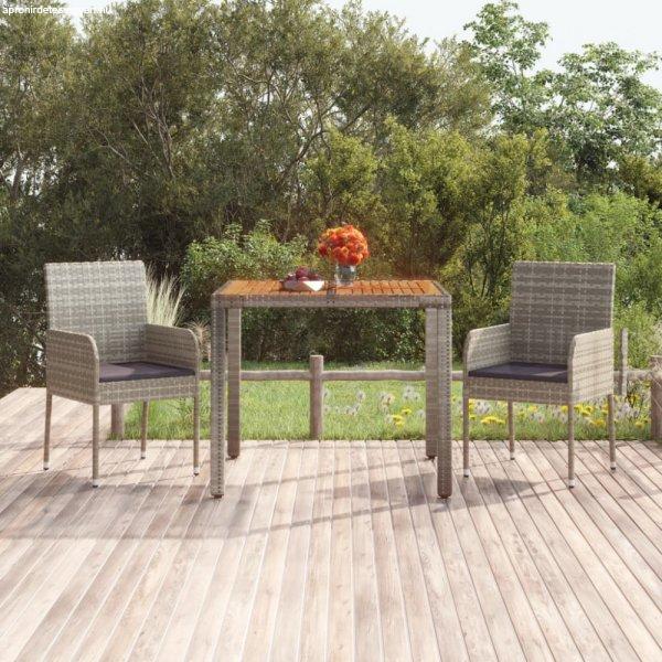 szürke polyrattan falapos kerti asztal 90 x 90 x 75 cm