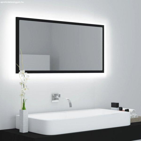 fekete akril LED-es fürdőszobai tükör 90x8,5x37 cm