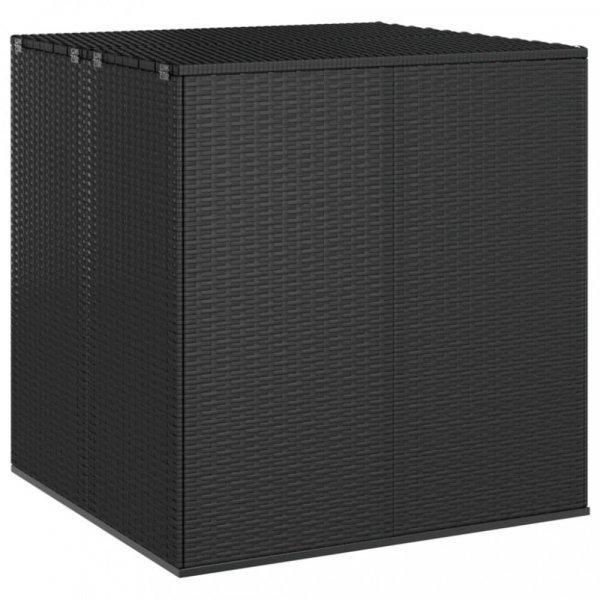 fekete polyrattan kerti párnatartó doboz 100 x 97,5 x 104 cm