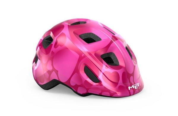 MET Hooray gyermek kerékpáros sisak [fényes rózsaszín-szivecskés, 46-52 cm
(XS)]