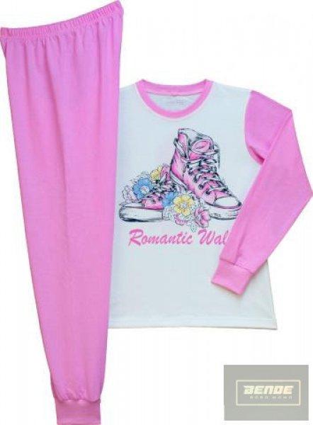 Pampress lány hosszú ujjú pamut pizsama-pink nyers tornacipős minta