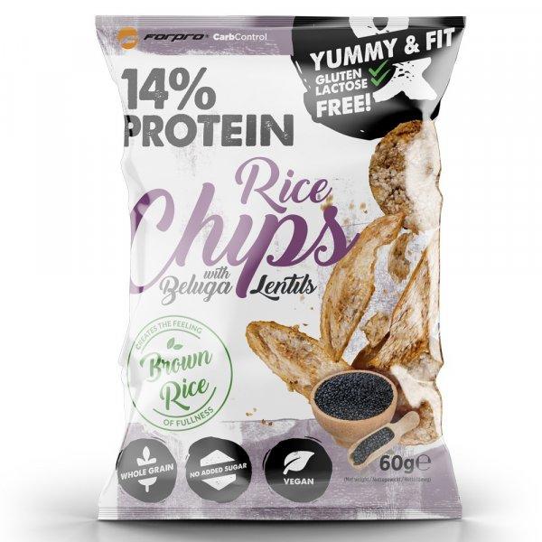 FORPRO Brown Rice Chips With Black Lentil 60g (beluga lencsével)