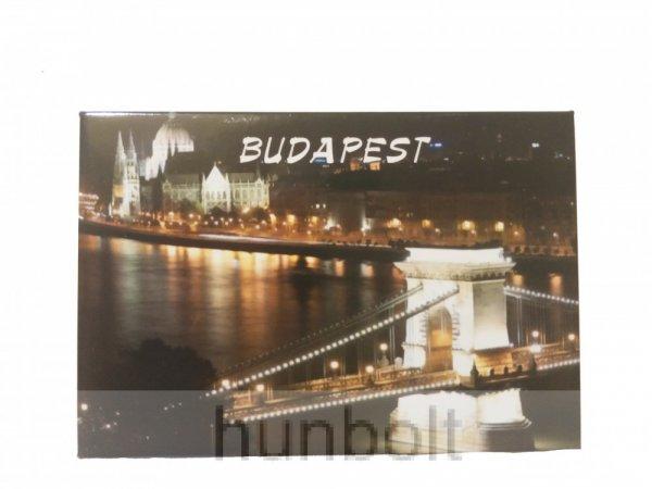 Budapest hűtőmágnes Éjszakai Lánchíd 8x 5,5cm - vinyl