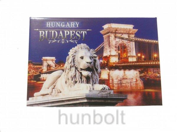 Budapest hűtőmágnes oroszlános Lánchíd 8x 5,5cm - vinyl