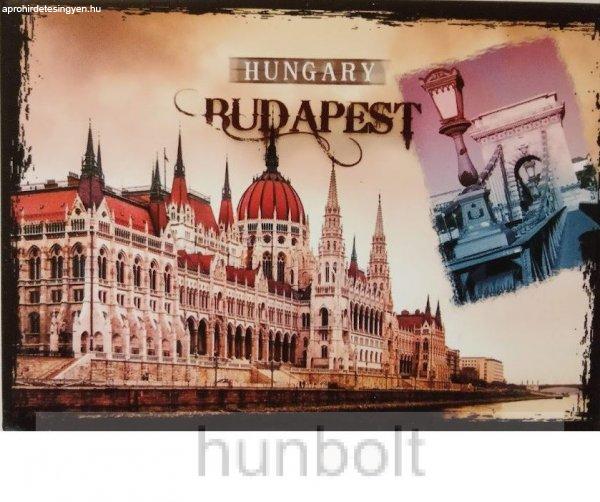 Budapest látványosságai hűtőmágnes 9x6,5 cm - Retró kép az
Országházról- Lánchídról