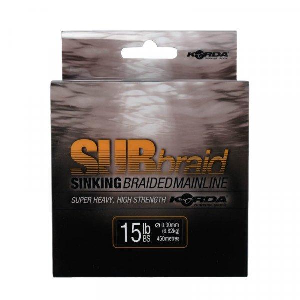 Korda SubBraid Sinking Braided Mainline 0,30mm 15lb 6,82kg 1200m fonott
főzsinór (SBB2)