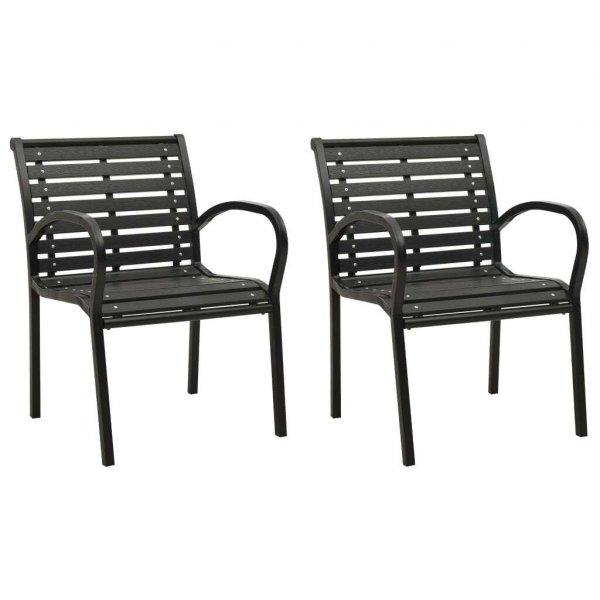 vidaXL 2 db fekete acél és WPC kerti szék