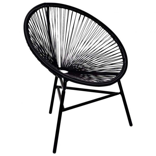vidaXL Ovális alakú poly rattan szék fekete