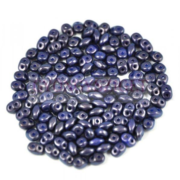 Superduo cseh préselt kétlyukú gyöngy - 2.5x5mm - indigo golden shine