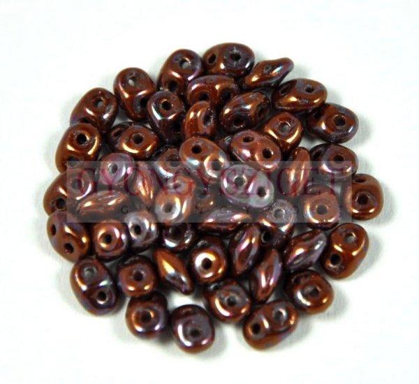 Superduo cseh préselt kétlyukú gyöngy - 2.5x5mm - opaque chocolate nebula