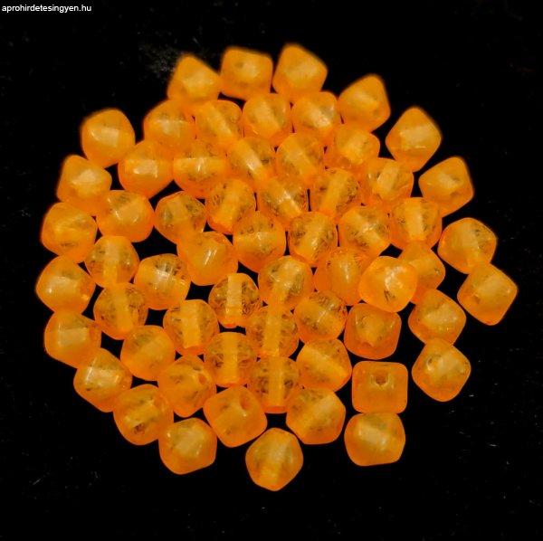 Cseh préselt üveg gyöngy - Bicone - 4mm - Crystal Matte Dyed Orange