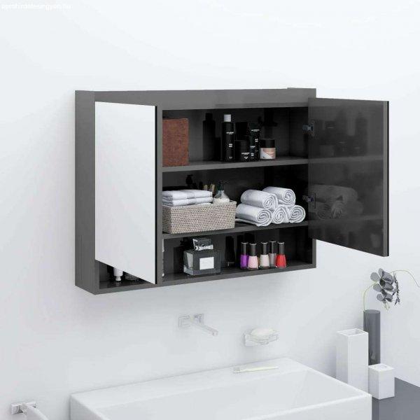 vidaXL fényes szürke MDF tükrös fürdőszobaszekrény 80 x 15 x 60 cm