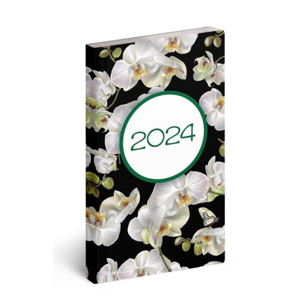 Zsebnaptár álló Flexi, fehér lapokkal orchidea Realsystem 2024.