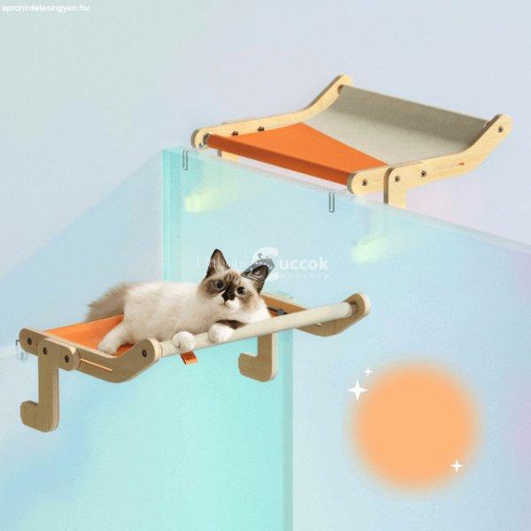 Ablakra, fiókra felszerelhető macskaágy - - Szürke/Narancs