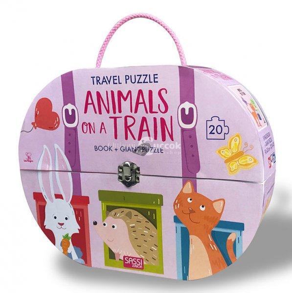 Sassi Utazó játék bőröndben – puzzle és kiskönyv - - Állatok a vonaton