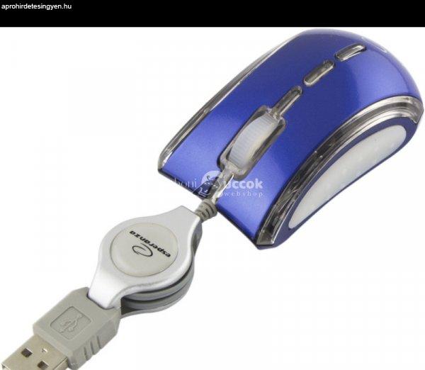 Esperanza Celaneo vezetékes 3D optikai egér USB behúzható kábellel - Kék