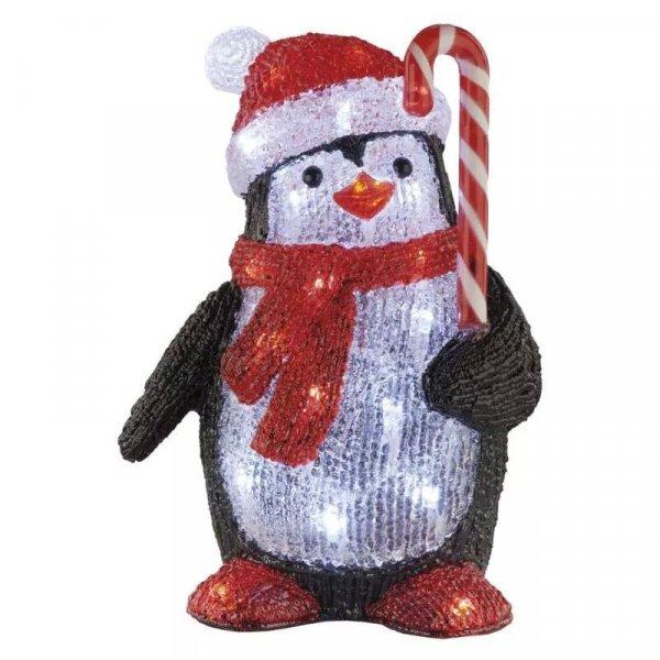 LED karácsonyi pingvin, 30,5 cm, kültéri és beltéri, hideg fehér