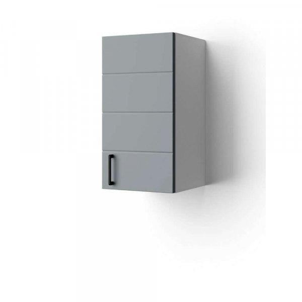 HD MART 30 cm széles polcos fürdőszobai fali szekrény, világos szürke,
fekete kiegészítőkkel, 1 soft close ajtóval