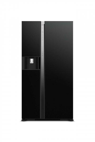 HITACHI Side-by-Side hűtőszekrény, 2 ajtós,573l, fekete üveg