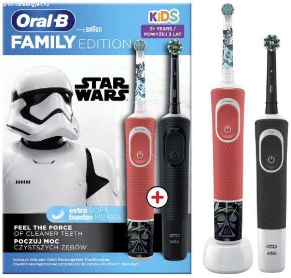 Oral-B Vitality Pro D103+Kids D100 3+ Star Wars Elektromos Fogkefe, Piros-Fekete