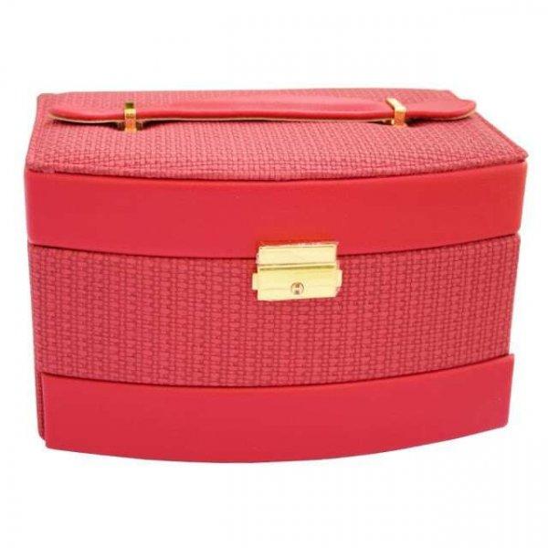 Elegáns női doboz Pufo Elegance ékszerek és kiegészítők tárolására és
rendszerezésére, többszintű modell, piros